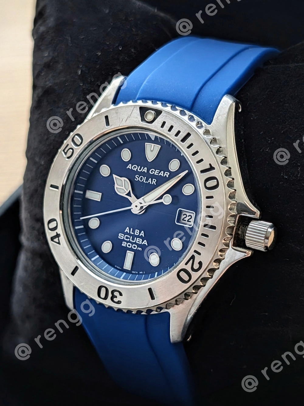 38mm Diver Alba Aqua Gear Solar Scuba Watch in Blue and Silver